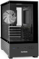 Компьютерный корпус Minitower ExeGate i3 SEA (mATX, без БП, 1*USB+1*USB 3.0, HD аудио, черный, 1 вент. 12см с RGb подсветкой, передняя и боковая панели - закаленное стекло) 2
