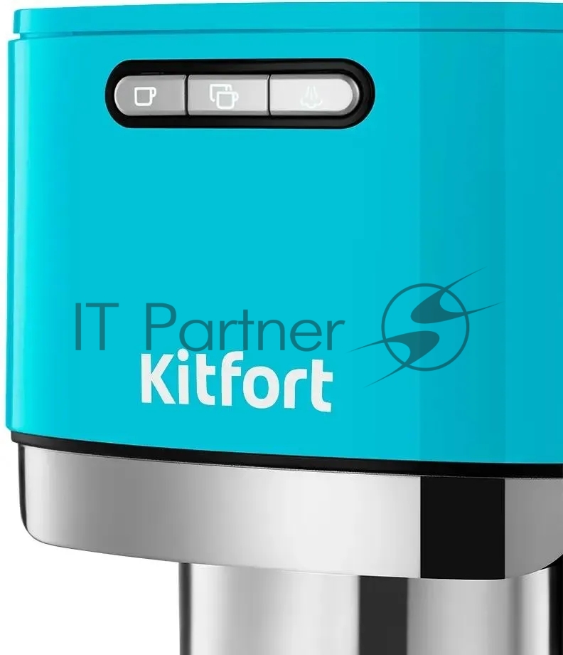 Кофеварка рожковая Kitfort КТ-7461 бирюзовый/черный, исп. кофе - молотый, 1.2 л, 1350 Вт, 20 бар 1