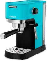 Кофеварка рожковая Kitfort КТ-7461 бирюзовый/черный, исп. кофе - молотый, 1.2 л, 1350 Вт, 20 бар 8