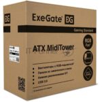 Компьютерный корпус Miditower ExeGate EVO-8243-EVO800 (ATX, БП EVO800RGb с вент. 12 см, 2хUSB+1хUSB 3.0, черный, 3 вент. с RGb подсветкой, боковая панель - закаленное стекло) 1