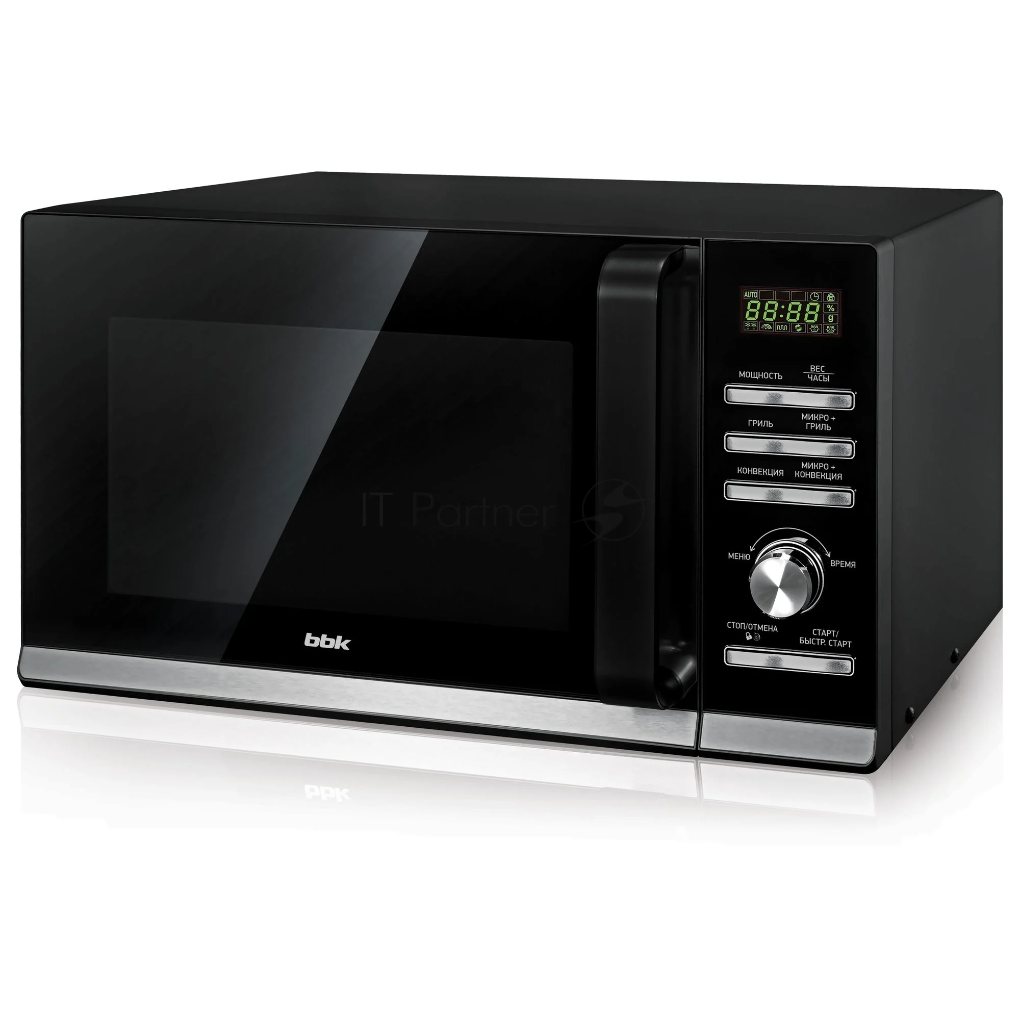 Микроволновая печь BBK 25MWC-991T/B черный/серебристый, 25 л, 900 Вт, переключатели - кнопки, поворотный механизм 1