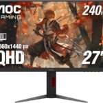 Монитор 27" AOC Q27G4ZMN VA 2560x1440, 240 Гц, 1 мс, 16:9, 450 кд/м² (пиковая 1200 кд/м²), Mini LED, DisplayHDR 1000, HDMI 2.0, DP 1.4, 3.5 Jack, FreeSync, Adaptive-Sync, черный