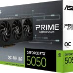 Видеокарта ASUS Prime GeForce RTX 5050 OC, NVIDIA RTX 5050, 8 ГБ GDDR6, 128 бит, PCI-e 5.0, 1xHDMI, 3xDP, 2707 МГц