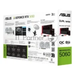 Видеокарта Asus GeForce RTX 5060 DUAL OC White, Nvidia RTX 5060, 8GB GDDR7, 128 bit, PCI-E 5.0, DPx3, HDMIx1, 2535 MHz 2