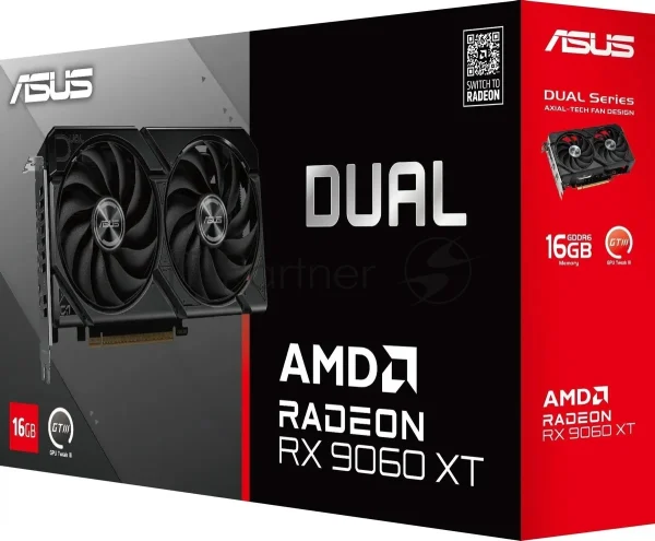 Видеокарта Asus PCI-E 5.0 DUAL-RX9060XT-16G AMD Radeon RX 9060XT 16Gb 128bit GDDR6 2550/20000 HDMIx1 DPx2 HDCP Ret 1
