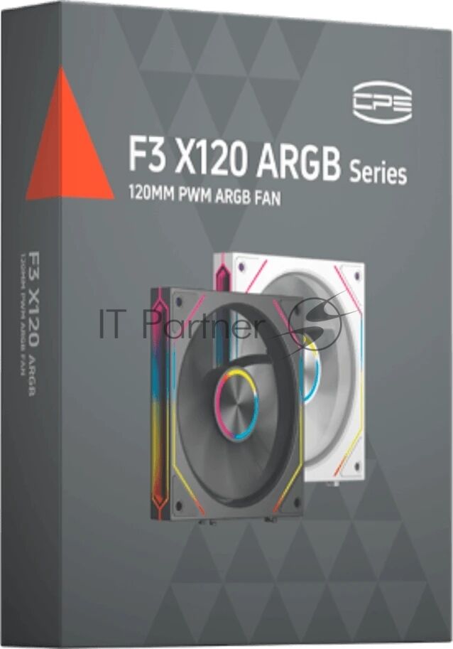 Вентилятор для корпуса PcCooler F3 X120 BK ARGb 120х120x25 черный 4-pin 28.4дБ (F3X120-BKAC012-GL) Ret 1
