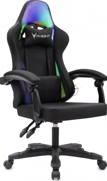 Кресло игровое Knight Wolf RGb черный, крестов. пластик 1