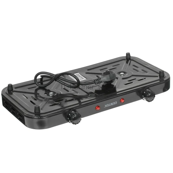 Плита настольная электрическая Centek CT-1507 черный, 2 кВт, ТЭН, конфорки - 2, эмаль, поворотные переключатели 1
