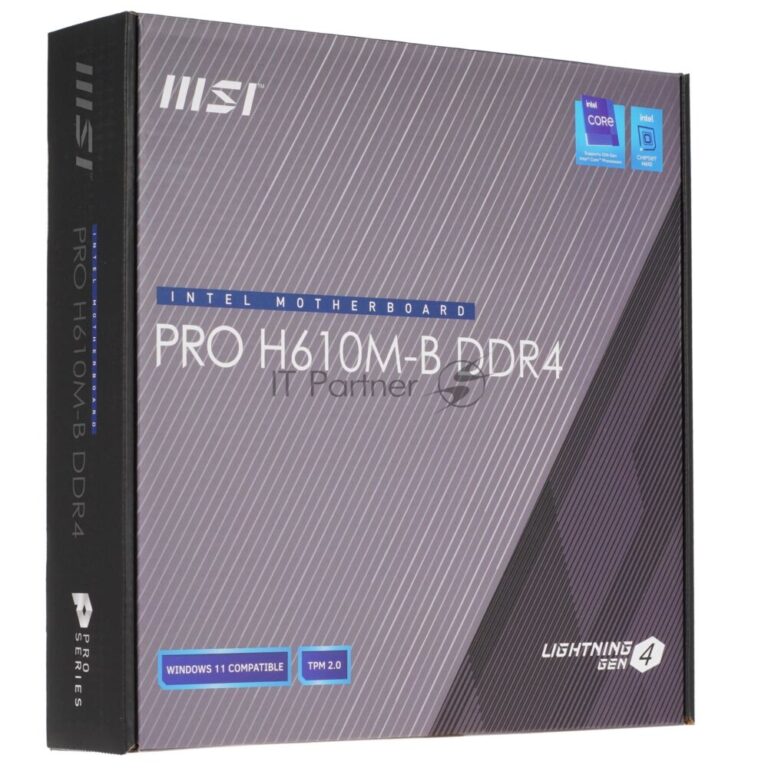 Материнская плата MSI PRO H610M-B, LGA1700, Intel H610, 2xDDR5, 4xSATA, 1xM.2, 1xPCIe 4.0 x16, DisplayPort, HDMI, 1x1Gb LAN, 3x3.5 мм, 7.1, microATX 1