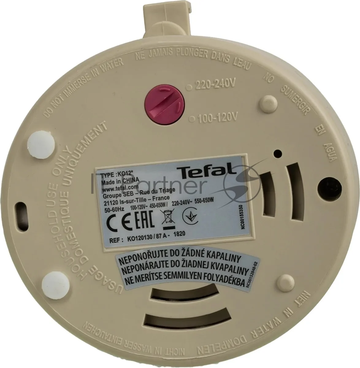 Электрочайник Tefal KO120130 белый/бежевый, 0.5 л, 650 Вт, скрытый нагревательный элемент 1