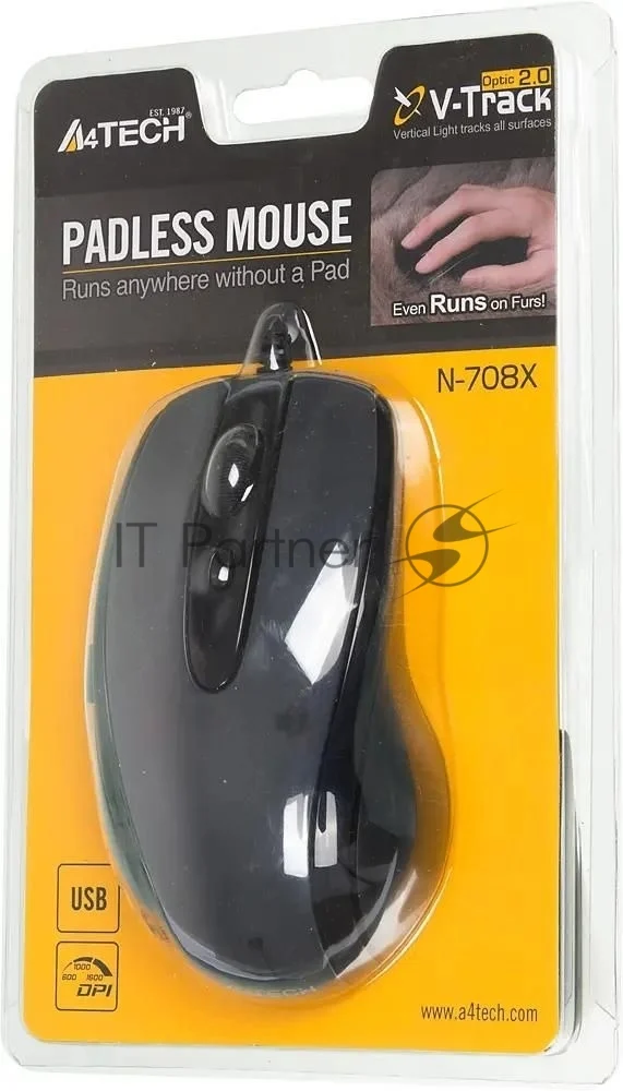 Мышь проводная A4Tech N-708X серый глянец/черный, 1600 dpi, USB, кнопки - 6 1
