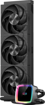 Система охлаждения Water Cooling System PCCooler DE360 MAX BK (300W, 360мм, Black, ARGB Pump, Fans: 3x120мм, 66CFM, 34.3dBA, 2200RPM/Pump height 54мм, 15dBA, 2600RPM, Rad thickness 27мм/S: 1851, 1700, 1200, 115X, AM5, AM4, AM3) 4