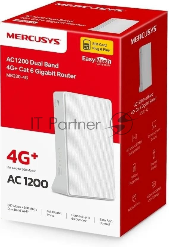 Двухдиапазонный гигабитный роутер Mercusys MB230-4G Wi-Fi AC1200 с поддержкой 4G+ категории 6 1 Двухдиапазонный гигабитный роутер Mercusys MB230-4G Wi-Fi AC1200 с поддержкой 4G+ категории 6 1