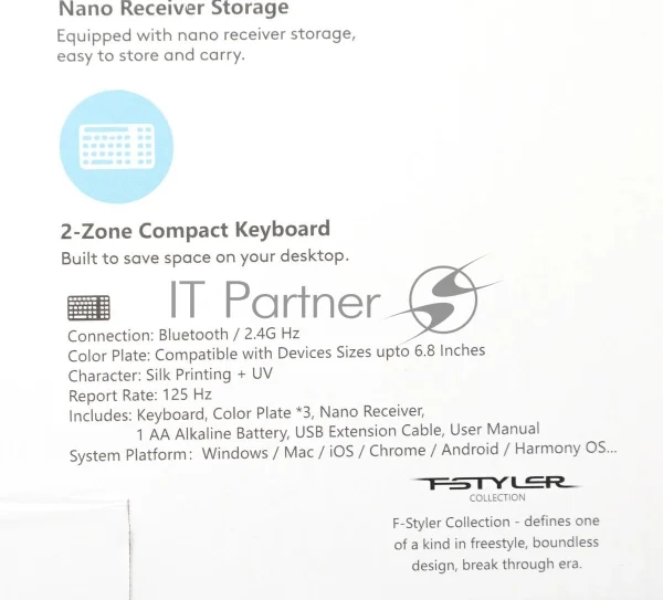 Клавиатура беспроводная A4Tech Fstyler FBK25, USB, Bluetooth/Радиоканал, белый/серый