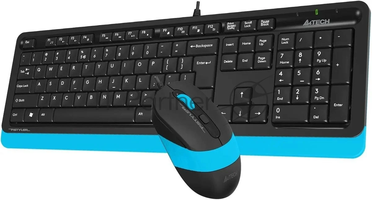 Комплект клавиатура+мышь A4Tech FStyler F1010 проводной, USB, 1600 DPI, чёрный/синий 1