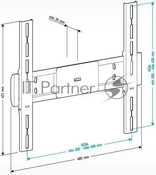 Кронштейн для телевизора Holder LCD-F4611 черный, 32"-65" макс. 40 кг, настенный, фиксированный 1