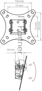 Кронштейн для телевизора Arm Media LCD-02 черный, 15"-32" макс 20 кг, настенный, наклон 4