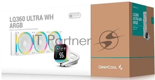 Система водяного охлаждения Deepcool LQ360 Ultra ARGB Soc-AM5/AM4/1200/1700/1851 белый 4-pin 38.71dB Al LCD 350W 1900gr Ret (R-LQ360-WHASMC-G-1) 1