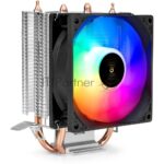 Кулер ExeGate Wizard EXX200-PWM.RGB (Al+Cu, 2 тепл.трубки, LGA775/1150/1151/1155/1156/1200/1700/1851/AM2/AM2+/AM3/AM3+/AM4/AM5/FM1/FM2/754/939/940, TDP 95W, Fan 90мм, PWM, 800-2400RPM, Hydro bearing, 4pin, 11-24db, 305г, RGB подсветка, с термопастой, на защелках, RTL)