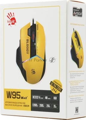 Мышь проводная A4Tech Bloody W95 Max Sports желтый/серый, 12000 dpi, USB, кнопки - 10 1