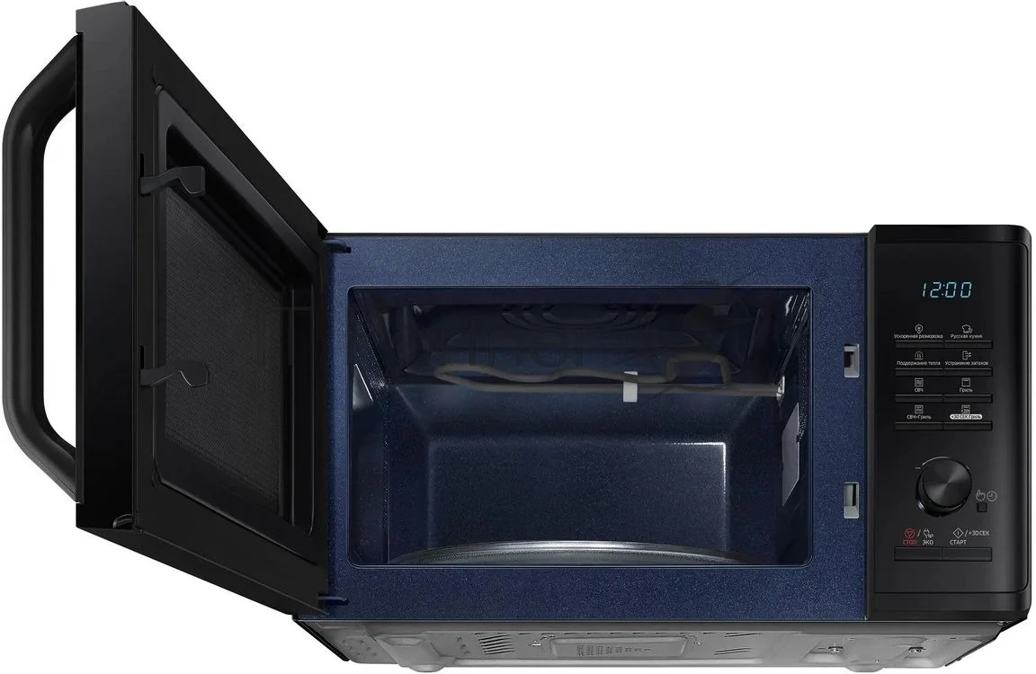 Микроволновая печь Samsung MG23K3515AK/BW черный, 23 л, 800 Вт, переключатели - кнопки, поворотный механизм 1