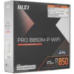 Материнская плата MSI PRO B850M-P, AM5, AMD B850, 4xDDR5, 4xSATA, 3xM.2, 1xPCIe 5.0 x16, 3xPCIe 3.0 x16, 1xHDMI, 1xDP, 1x5Gb LAN, 1xUSB-C 10Gbps, 1xUSB-A 10Gbps, 2xUSB-A 5Gbps, 4xUSB-A 2.0, 3x3.5 мм, 7.1, чёрный, mATX