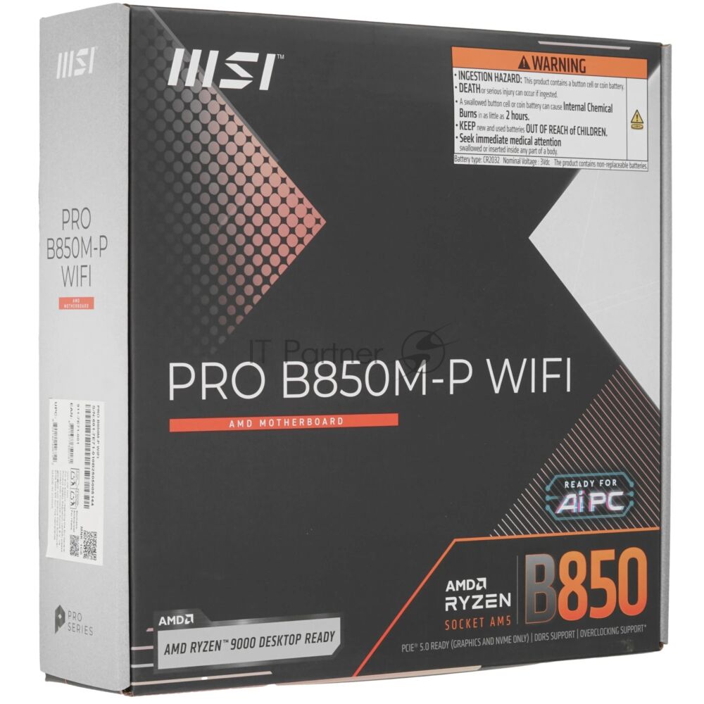 Материнская плата MSI PRO B850M-P, AM5, AMD B850, 4xDDR5, 4xSATA, 3xM.2, 1xPCIe 5.0 x16, 3xPCIe 3.0 x16, 1xHDMI, 1xDP, 1x5Gb LAN, 1xUSB-C 10Gbps, 1xUSB-A 10Gbps, 2xUSB-A 5Gbps, 4xUSB-A 2.0, 3x3.5 мм, 7.1, чёрный, mATX 1 Материнская плата MSI PRO B850M-P, AM5, AMD B850, 4xDDR5, 4xSATA, 3xM.2, 1xPCIe 5.0 x16, 3xPCIe 3.0 x16, 1xHDMI, 1xDP, 1x5Gb LAN, 1xUSB-C 10Gbps, 1xUSB-A 10Gbps, 2xUSB-A 5Gbps, 4xUSB-A 2.0, 3x3.5 мм, 7.1, чёрный, mATX 1