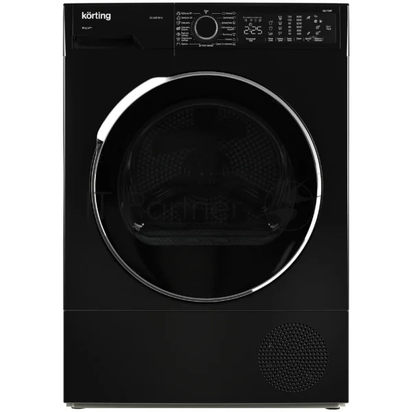 Сушильная машина Korting KD 60HP109 N черный, 10 кг, сушка - конденсационная, программ - 15, 59.6 x 84.5 x 63.9 см