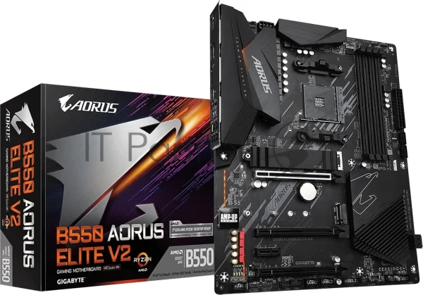 Материнская плата Gigabyte B550 AORUS ELITE V2, AM4, AMD B550, 4xDDR4, 4xSATA, 2xM.2, 1xPCIe 4.0 x16, 1xPCIe 3.0 x16, 2xPCIe 3.0 x1, 1xHDMI, 1xDP, 1x2.5Gb LAN, 1xUSB-C 10Gbps, 4xUSB-A 10Gbps, 4xUSB-A 5Gbps, 2xUSB-A 2.0, 3x3.5 мм, 7.1, ATX 1