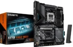 Материнская плата Gigabyte X870E EAGLE WIFI7, AM5, AMD X870E, 4xDDR5, 4xSATA, 4xM.2, 1xPCIe 5.0 x16, 1xPCIe 4.0 x16, 1xPCIe 3.0 x16, 1xHDMI, 1x5Gb LAN, Wi-Fi 7, Bluetooth 5.4, 2xUSB-C 40Gbps (USB4), 2xUSB-A 10Gbps, 4xUSB-A 5Gbps, 2xUSB-A 2.0, 3x3.5 мм + S/PDIF оптический, 7.1, чёрный, ATX 1
