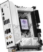 Материнская плата MSI MPG B860I EDGE TI WIFI, LGA 1851, Intel B860, 2xDDR5 (до 128 ГБ), 2xSATA, 2xM.2 (1xPCIe 5.0, 1xPCIe 4.0/SATA), 1xPCIe 5.0 x16, 1xHDMI, 1x5Gb LAN, Wi-Fi 7, Bluetooth 5.4, 1xUSB-C 40Gbps (Thunderbolt 4), 1xUSB-C 10Gbps, 1xUSB-A 10Gbps, 4xUSB-A 5Gbps, 2xUSB-A 2.0, 3x3.5 мм + S/PDIF оптический, 7.1, белый/серебристый, Mini-ITX 3
