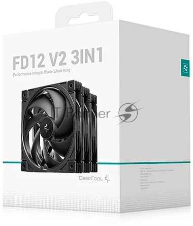 Вентилятор корпусной DeepCool FD12 V2 (3 шт.), 120 мм, 500-2500 об/мин, 32.32-35.66 дБ, 4 pin PWM, без подсветки 1