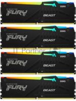 Оперативная память Kingston Fury Beast, DDR5, 128Gb (4x32 GB), 5200 MHz, CL40, DIMM, с радиатором, RGB, черный 4
