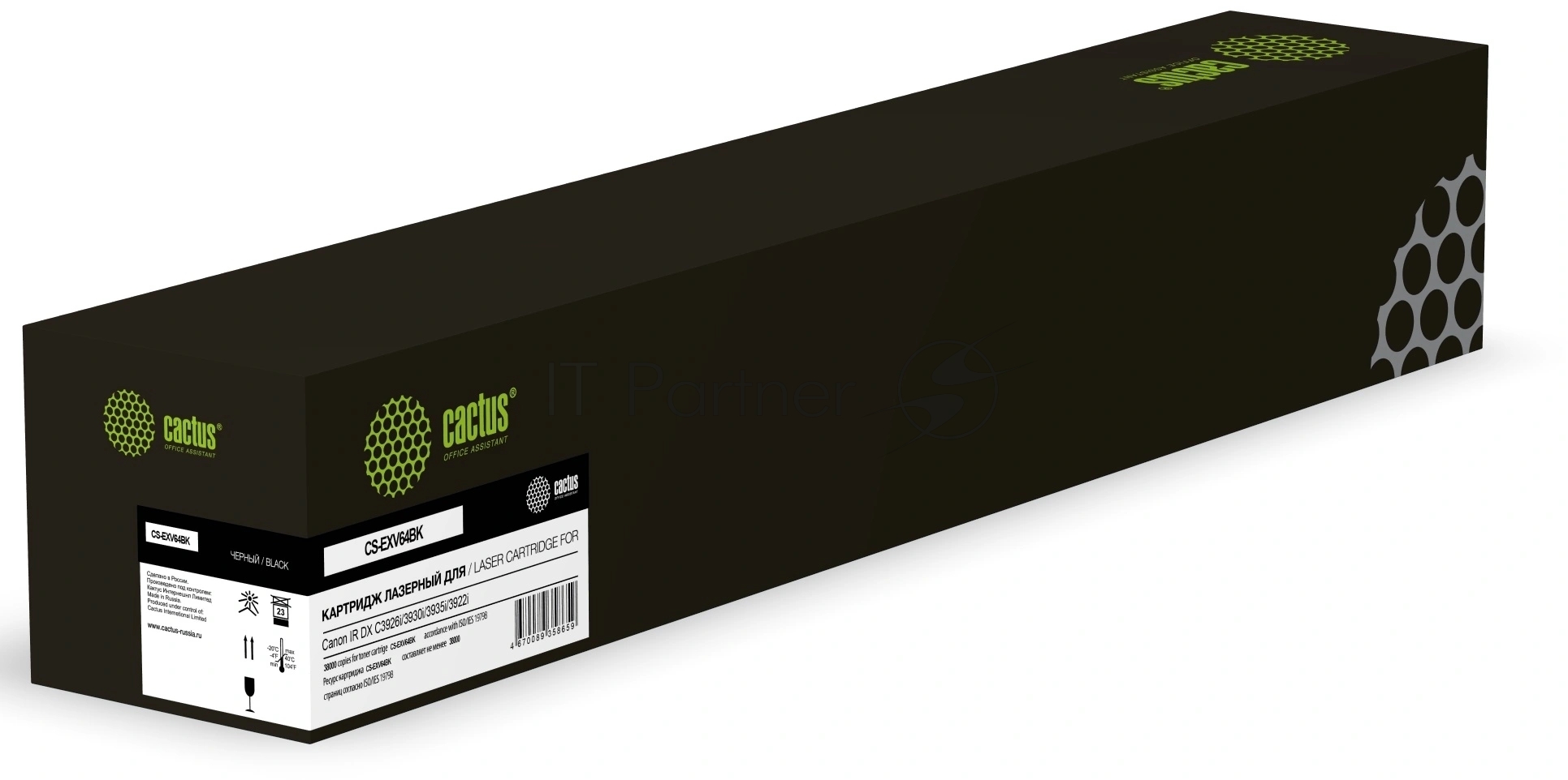 Картридж лазерный Cactus CS-EXV64BK черный (38000стр.) для Canon IR DX C3926i/3930i/3935i/3922i с чипом