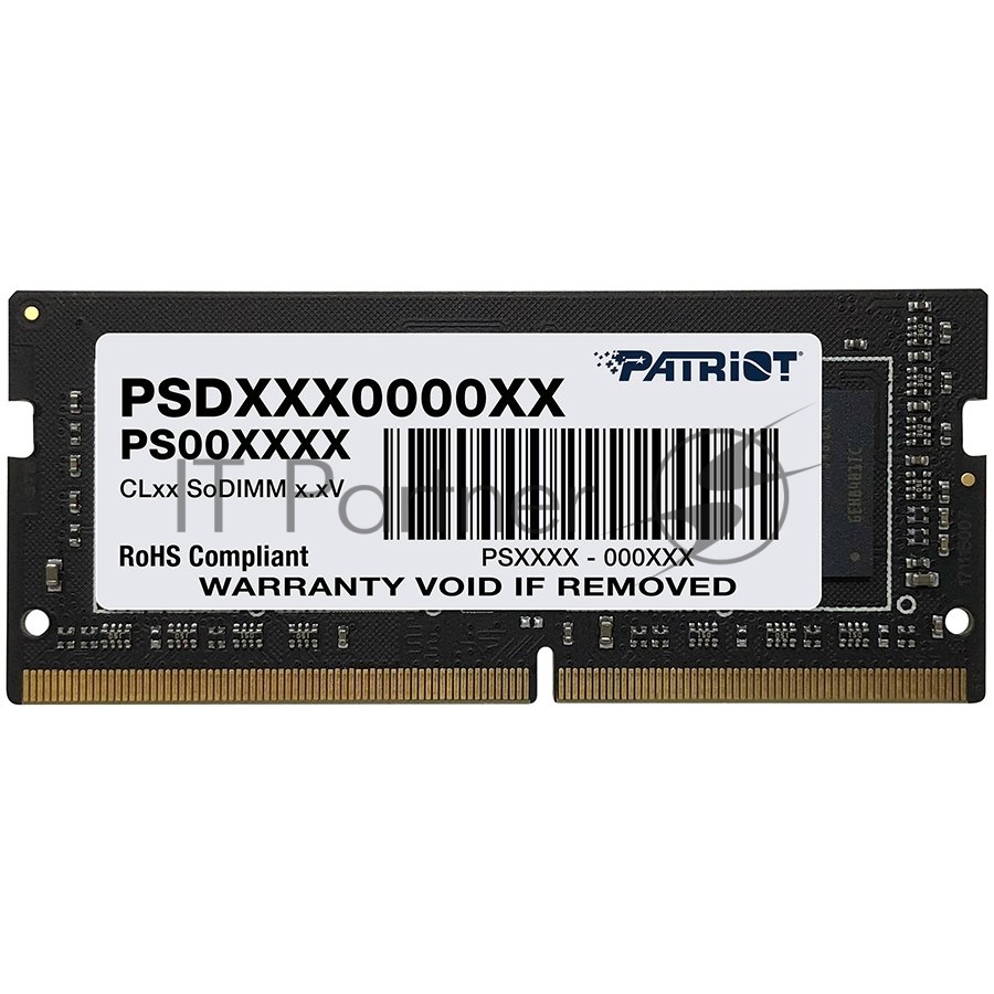 Оперативная память Patriot Signature, DDR4, 32GB (1x32 GB), 2666 MHz, CL19, SO-DIMM