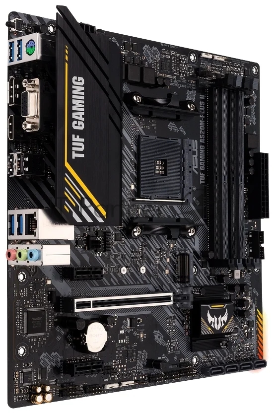 Материнская плата ASUS TUF GAMING A520M-PLUS, AM4, AMD A520, 4xDDR4, 4xSATA, 2xM.2, 1xPCIe 3.0 x16, 2xPCIe 3.0 x1, 1xVGA, 1xDVI, 1xHDMI, 1x1Gb LAN, 1xUSB-A 10Gbps, 4xUSB-A 5Gbps, 2xUSB-A 2.0, 3x3.5 мм, 7.1, mATX