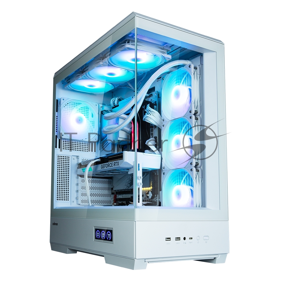 Компьютерный корпус ZALMAN P50 DS, ATX, WHITE, WINDOW, 2x3.5", 3x2.5", 1xUSB TYPE-C, 2xUSB 3.0, SIDE 3x120мм ARGb, REAR 1x120мм ARGb