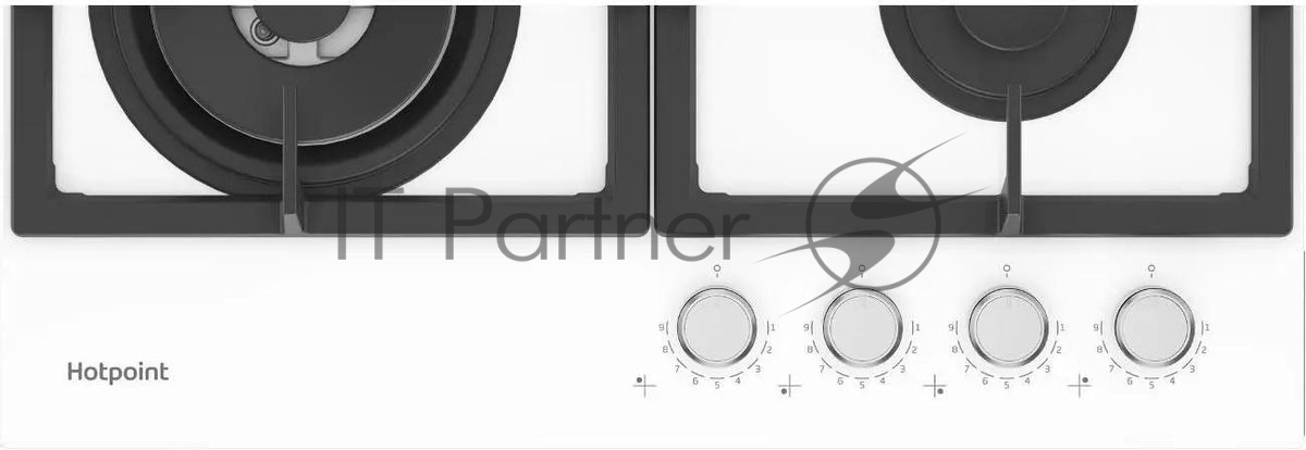 Газовая варочная поверхность Hotpoint HGS 62F/WH, 4 конфорки, закаленное стекло, 9500 Вт 1