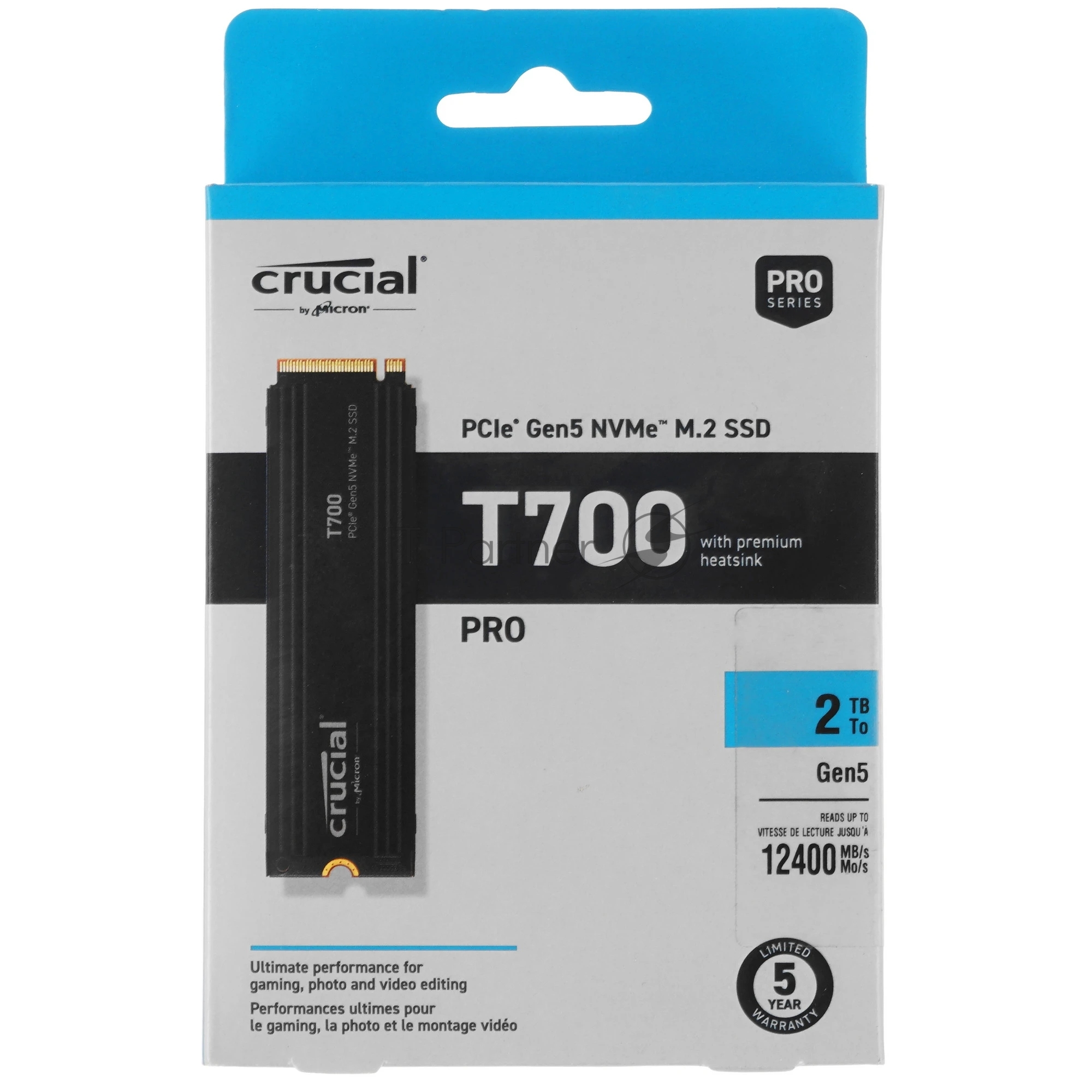 Накопитель SSD Crucial T700 2Tb PCIe Gen5 NVMe M.2 SSD with heatsink CT2000T700SSD5 1