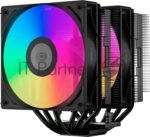 Кулер для процессора/CPU Cooler PCCooler RT620 ARGB BK (250W, 4-pin PWM, 157мм, Al/Cu, 6x6мм, 2x120мм, 73.32CFM, 34.9dBA, 2200RPM, S: 1851/1700/1200/115X, AM5/AM4, черный) 7