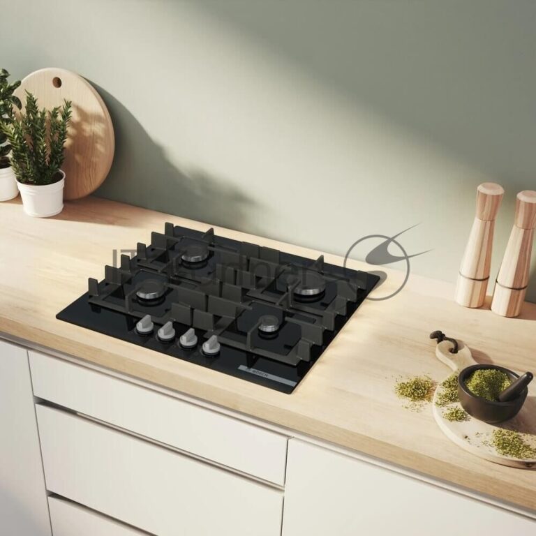 Поверхность газовая Bosch PNP6B6K40 Газ, 4.5х59x52 см, закаленное стекло, 4 конфорки, газ-контроль, автоподжиг, черный 1