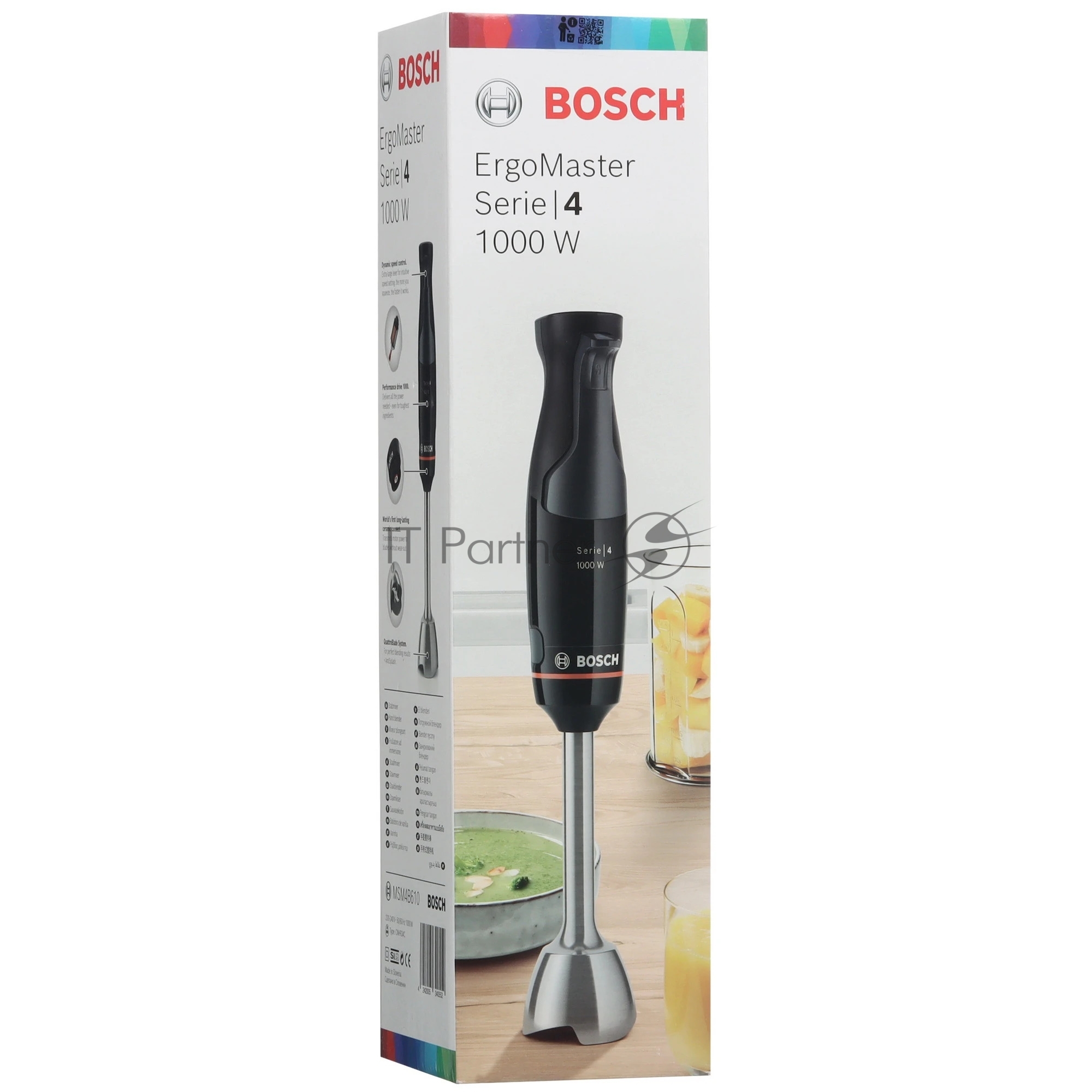 Блендер погружной Bosch MSM4B610 черный, 1000 Вт, плавная регулировка 1
