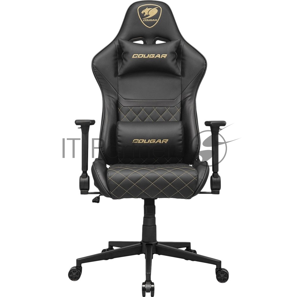 Кресло Cougar Armor One V2 Gold чёрный, экокожа, 120 кг, подголовник, регулируемые подлокотники, механизм качания 1