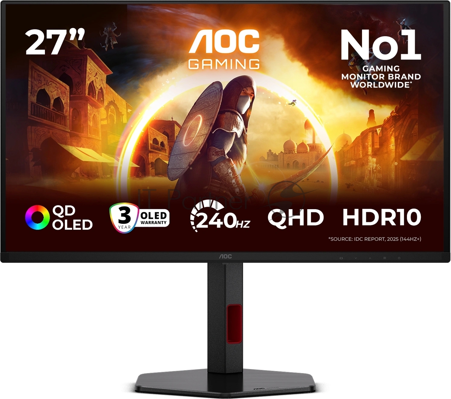 Монитор AOC 26,5" Q27G4ZDR, 16:9, QD-OLED, QHD, 0,03ms, 400cd, 240Hz, HDMI, DP, USB, HAS